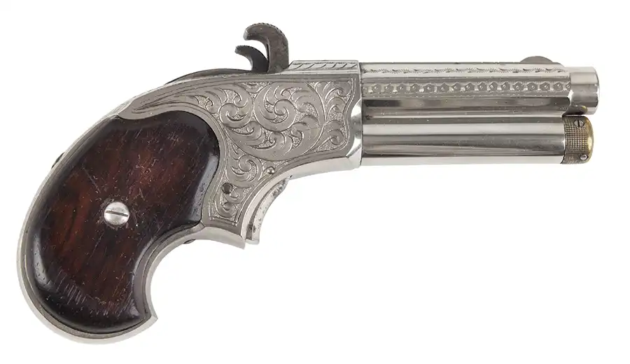 Remington Rider Magazine Pistol, Engraved, Nickel Plated, Rosewood Grips